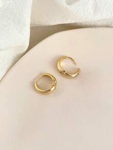 1 Đôi bông tai đính đá thời trang tinh tế, thiết kế tối giản, thanh lịch, phù hợp cho trang phục hàng ngày và ngày lễ của phụ nữ - Vàng - Xem 4