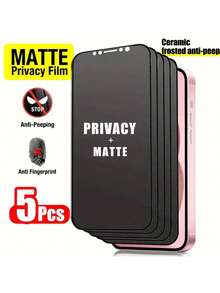 5pcs Full Coverage Matte Anti-Spy Screen Protector, Upgraded Edge Protection, Anti-Scratch Anti-Shock, Easy Installation, Bubble-Free. Compatible With IPhone 17 Pro Max/17 Air/16 Pro Max/16 Plus/15 Pro Max/14/13/12/11/XS/XR Series. - Black - View 10