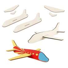 10pcs Unfinished Wooden Airplane Model DIY Kit, Suitable For Handicraft, Painting, Art Activities, Birthday And Holiday Parties