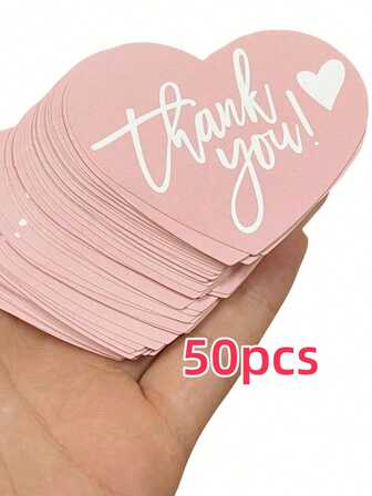 50pcs New Elegant Heart Thank You Labels -"Thank You For Supporting My Small Business" Thank You Cards - Arts & Crafts Supplies ﻿ ﻿ ﻿