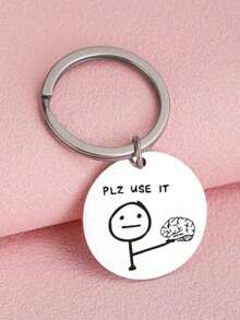 1pc Stainless Steel Funny Keychain, Can Be Used As Key Ring, Bag Charm Or Christmas Gift For Best Friend - Silver - View 6