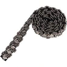 Cinta de Diamantes de Imitación para Ropa, 1 Yarda Tiras de Perlas de Cristal Plateado Brillante Rollo Cinta de Malla Decorativa para Bricolaje Boda Cumpleaños (1.5cm-Cuadrado Metálico) - Cuadrado Metálico - Ver 2