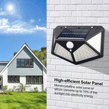 100 LED Solar Lights, 3 Working Modes, Solar Powered Security Lights, Motion Sensor Lights, Wireless IP65 Waterproof, Suitable For Garden Fence, Patio And Garage Platform - Multicolor - View 4