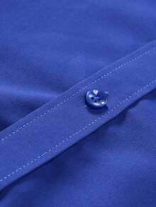 Men's Solid Color Button Design Business Formal Long Sleeve Shirt - Royal Blue - View 6