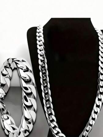 1 Set de joyería de pulsera y collar de metal punk de moda, adecuado para uso diario