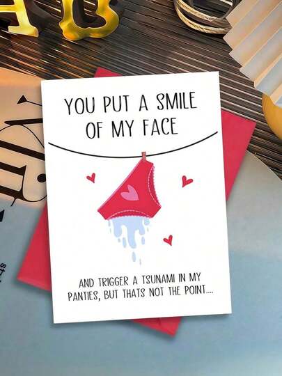 1pc Funny Valentine's Day Card With Envelope, Blank Inside Page For Writing - Playful Love Note Card, Ideal Gift For Husband, Boyfriend, Partner On Valentine's Day, Anniversary, Birthday | Suitable For Dates And Other Important Occasions