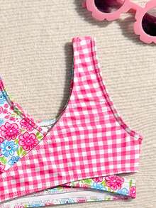 Girls Ditsy Floral Cover Up And Bikini Swimsuit Set - Multicolor - View 4