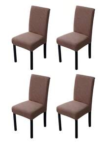 4pcs/Set L Size Corn Plaid Pattern Chair Cover, Full Stretch Thickened Chair Slipcover, Suitable For All Seasons, Comfortable & Soft, Dirt & Scratch Resistant, Suitable For Hotel, Restaurant, Party, Office - Camel - View 7