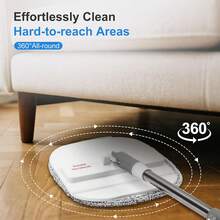 360° Round Spin Mop And Bucket System – Dual Compartment, Separate Clean & Dirty Water – 3 High-Absorbent Microfiber Washable Heads – All Types Floor Cleaning - White - View 3
