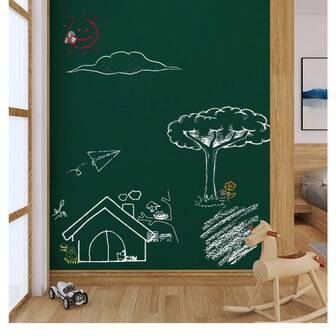 1roll Reusable Chalkboard Self-Adhesive Wall Decal , Black And Green Blackboard Wall Stickers,Reusable Erasable Stickers,Erasable Writing & Drawing Surface For Home Office Classroom Decor, Includes Chalk Markers, Creative Decorating, Fantasy Theme Decals, DIY Projects, Traditional Style, Durable Material, DIY Enthusiasts