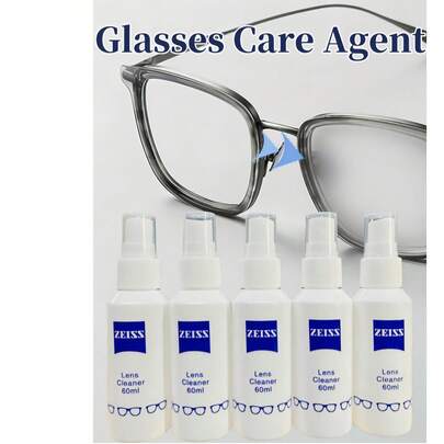 60ml Eyeglass Cleaning Liquid, Lens Cleaning Spray, Mobile Phone And Computer Screen Cleaner, Portable And Multifunctional Cleaning Bottle, With Lens Cleaning Brush For Eyeglasses And Sunglasses