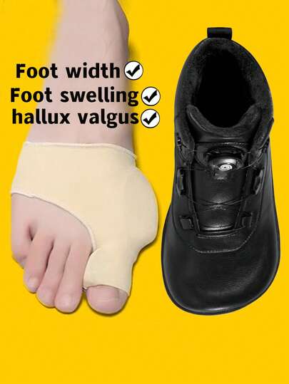 1 Pair Men's Solid Color Wide-Fit Casual Sneakers, Comfortable Spacious Toe Box, Waterproof Anti-Slip Snow Boots For Outdoor Winter