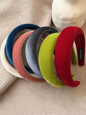 1ชิ้น แฟชั่นกำมะหยี่คาดศีรษะปีกกว้าง, เครื่องประดับผมหรูหราย้อนยุคฤดูใบไม้ร่วง/ฤดูหนาวใหม่ปี 2025, แถบคาดผม, ห่วงผม