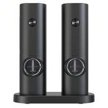 Electric Salt And Pepper Grinder Set With Base, Pepper Mill, 95ml Large Capacity, White LED Light And Adjustable Coarseness, Ideal For Home And Kitchen Use (Battery Operated) - 電池款(黑色) - 查看 13