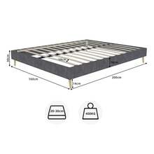 Modern Minimalist Bed Frame, 160*200CM, Grey, In Dutch Velvet, Low Slatted Base, Modern Style Bedroom Furniture, Without Gas Spring, Without Headboard Or Mattress. - Gray + Fabric + Metal + Memory Foam - View 3
