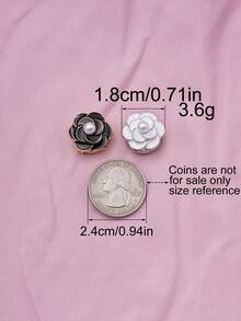 1/2/4pcs 18mm Retro Camellia Shape Oil Drop Metal Buttons Covers For Women, Crystal Button Covers, Detachable Clip On Button Covers, Crystal Fancy Buttons For Clothing, Button Snaps With Pliers Press For Dress Suit Tux Shirt Accessories, Lead Color - Multicolor - View 4