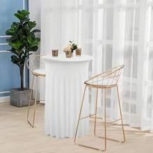 32x43 Inch Round Cocktail Table Skirt, Spandex Elastic Round Tablecloth, Suitable For Bar, Pub, Wedding, Party, Banquet, Birthday
