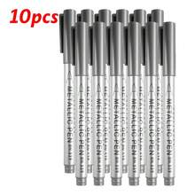 10pcs Golden And Silvery Art DIY Metal Waterproof Permanent Paint Marker Pens1.5mm Craftwork Resin Mold Pen Art Painting Student Supplies Suitable For Holiday Decoration And Art Office Use Back To School