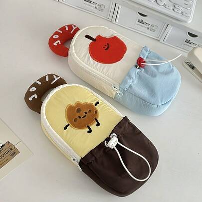 1pc Cute & Portable High-Quality Pencil Case, Suitable For High School Students, Large Capacity Vertical Stationery Box For Students, Teachers, Professionals - Fashion Stationery Accessory With Reinforced Stitching, Sturdy Construction, Multi-Functional Pouch