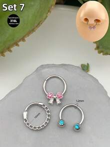 Morlyda 3件套 Y2K风格 16G 鼻环 粉色鼻中隔饰品 渐变马蹄形鼻中隔环 蝴蝶、心形、蝴蝶结、月亮、蛇形、仿珍珠鼻中隔环 唇环 仿珍珠鼻中隔卡扣环和马蹄形杠铃铰链式鼻中隔环 耳廓、耳屏、耳骨、耳廓内侧、耳软骨耳环 不锈钢鼻中隔环 耳环 耳垂式鼻环 男女通用 10mm 适合派对、约会、日常佩戴、夜间外出、社交聚会 - 粉色 - 查看 9