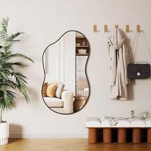 Asymmetrical Mirror, Decorative Mirror, Bathroom Mirror, Wall Mirror, Vanity Mirror, Tempered Glass, Aluminum Frame - 黑色 - 查看 7