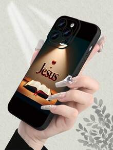 Religious Themed Design With Warm Light Transparent, High-Aesthetics New Style, Full Protection, Shockproof, Scratch-Resistant & Anti-Yellowing Compatible With IPhone 17/16/15/14/13/12/11/7, X - 黑色 - 查看 2