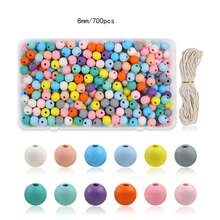 300颗彩色木珠，适合穿线，孔径3毫米，颜色柔和，带蜡绳。 - 禾木混色珠子 - 查看 9