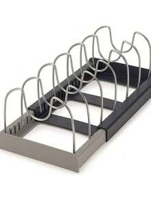 1pc Expandable Kitchen Drawer Organizer, Pull-Out Design Saves Space, Adjustable Pot Lid Rack, Efficient Storage For Utensils On Countertop Or Cabinet - Beige - View 10