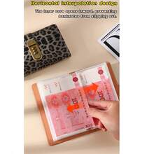 A Leather Money-Saving Notebook With Leopard Print Pattern, Equipped With A Password Lock, Large Capacity, A6-Sized Wallet, Budget Binding Clips With Password Locks, Envelopes And Expense Budget Forms, Cash Organizing Boxes, Budget Savings Money Clips With Cash Envelopes For A6 Size. - Multicolor - View 6