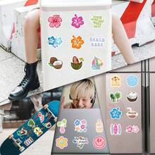 60 张椰子女孩美学贴纸，夏季海滩贴纸，适用于日记、笔记本电脑、行李箱、保险杠、手机、剪贴簿、滑板车、头盔、汽车卡通贴纸和贴花，（椰子女孩）