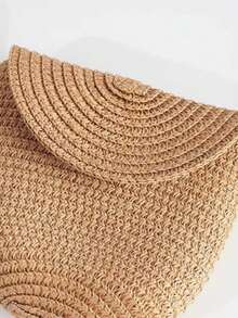 2 Peças Conjunto Mulher Boêmio Chapéu de Palha Cor Sólida + Bolsa Flip de Palha, Adequado para Primavera Praia, Praia, Passeio Diário, Traje de Moda Adequado para Férias Diárias, Viagens, Laço, Vibes de Férias de Natal, Relaxamento de Praia, Outono, Natal, Inverno, Presentes de Natal, Acessórios Quentes