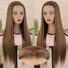 13x4 Transparent Lace Front Wig, For Women, No Glue Needed, 180% Density, Brown Mixed Honey Blonde, Pre-Plucked Baby Hair, Heat Resistant, Suitable For Daily, Party, Cosplay, 26 Inches - Brown - View 4