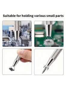 1 pezzo Pinzetta a 4 artigli per gioielli, morsetto per sfere di piercing in acciaio inossidabile, pinzetta a 4 artigli adatta per piccole parti, raccoglitore di perle applicabile per chip di circuiti integrati, componenti elettronici, supporto per unghie - Multicolore - Visualizzare 6