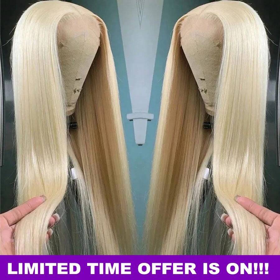 30 Inch 613 Lace Front Wig, Blended Hair, 13x4 High Definition Transparent Lace, 200% Density, Straight Brazilian Blonde Wig, Pre-Plucked, With Baby Hair, Blonde Wig, Hair, Blonde Lace Front Wig, Pre-Plucked (30 Inch 613 350 Straight) - S613 - View 1