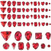SEWACC 130 Piezas Rhinestones de Vidrio para Coser Decoraciones para Ropa Bolsas y Accesorios Color Rojo Brillante - Rojo - Ver 2