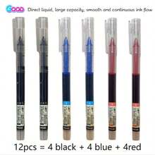 10支装蓝色直头液体凝胶笔/速干圆珠笔/大容量记事本/办公签名笔/适用于学校办公室、考试用品、文具、开学季文具。学校用品、返校用品、教师用品、学校必需品、返校用品、记号笔、高中用品