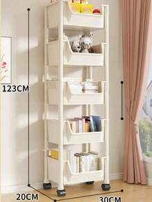 رف تخزين متعدد الطبقات متحرك، منظم تخزين ألعاب متعدد الطبقات على الأرض، رف كتب متحرك لغرفة نوم الأطفال، وحدة تخزين متحركة - رف تخزين متعدد الطبقات من البلاستيك الأبيض متحرك، مناسب للغرفة المعيشية أو غرفة النوم أو السكن الجامعي - مثالي لتنظيم الكتب.