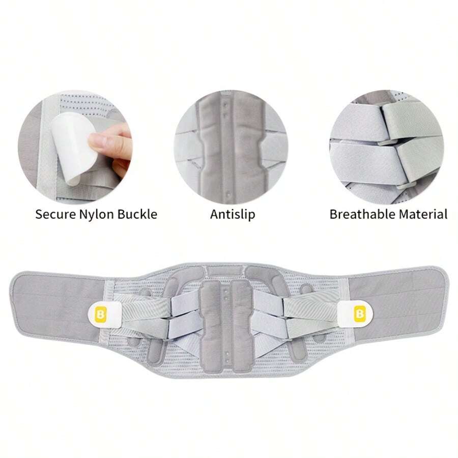 1 buc. pernă reglabilă pentru spate, cu cârlig și buclă antiderapantă, gri, unisex, confortabilă și caldă, potrivită pentru sport/acasă/serviciu, aplicabilă de Crăciun, suport pentru spate