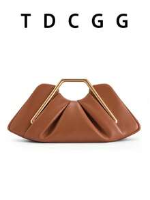 勃艮第红色褶皱云包 PU 皮革几何金属手提包女士时尚手拿包约会派对晚宴包适合宴会晚装婚礼约会节日日常使用 - 彩色 - 查看 13