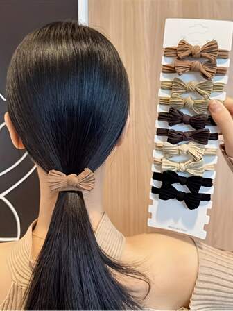 10个蝴蝶结发圈，女士新款高弹加厚耐用发圈，橡皮筋发饰，马尾辫，发圈，发绳，弹力发带