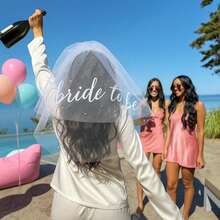 1pc Bride-To-Be Ribbon Veil, Bachelorette Party Accessory, Bridal Shower Decor, Engagement Gift