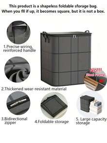 Black Thick High Capacity Storage Bag, Suitable For Phones, Closets, Clothes, Bedding, Foldable For Storage, Also Suitable For Moving Blankets & Bedding, Ideal For Bedroom, Closet, Under Bed, Living Room, Dorm, Perfect For Clothing Organization