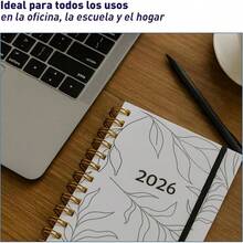Agenda 2026, Escolar, Organizador, Planeador, Planificador, Calendario, con Pestaas, Diario, Semanal, Mensual, Diseo de Espiral, Papel de Alta Calidad, A5, 21*16, 304 Pginas Blanco - Blanco + 2026 - Ver 6