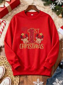 Women Plus Size Sports Sweatshirts - Red - View 3