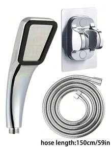 300-Hole High-Pressure Square Handheld Shower Head Set. Modern Water-Saving Shower Head Kit. Modern Water-Saving Design With 59-Inch Flexible Hose And Easy-To-Install Wall Mount Bracket. Durable Plastic Construction. Wall-Mounted. Modern Minimalist Style. Perfect For Homes, Hotels, Apartments, Dormitories - Multicolor - View 13
