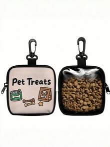 1pc Dog Print Semi-Transparent Dog Treat Bag, Pet Training Set With Hook And Zipper - Pet Poop Bag, Small Dog Pet Training Walking Bag - Multicolor - View 1