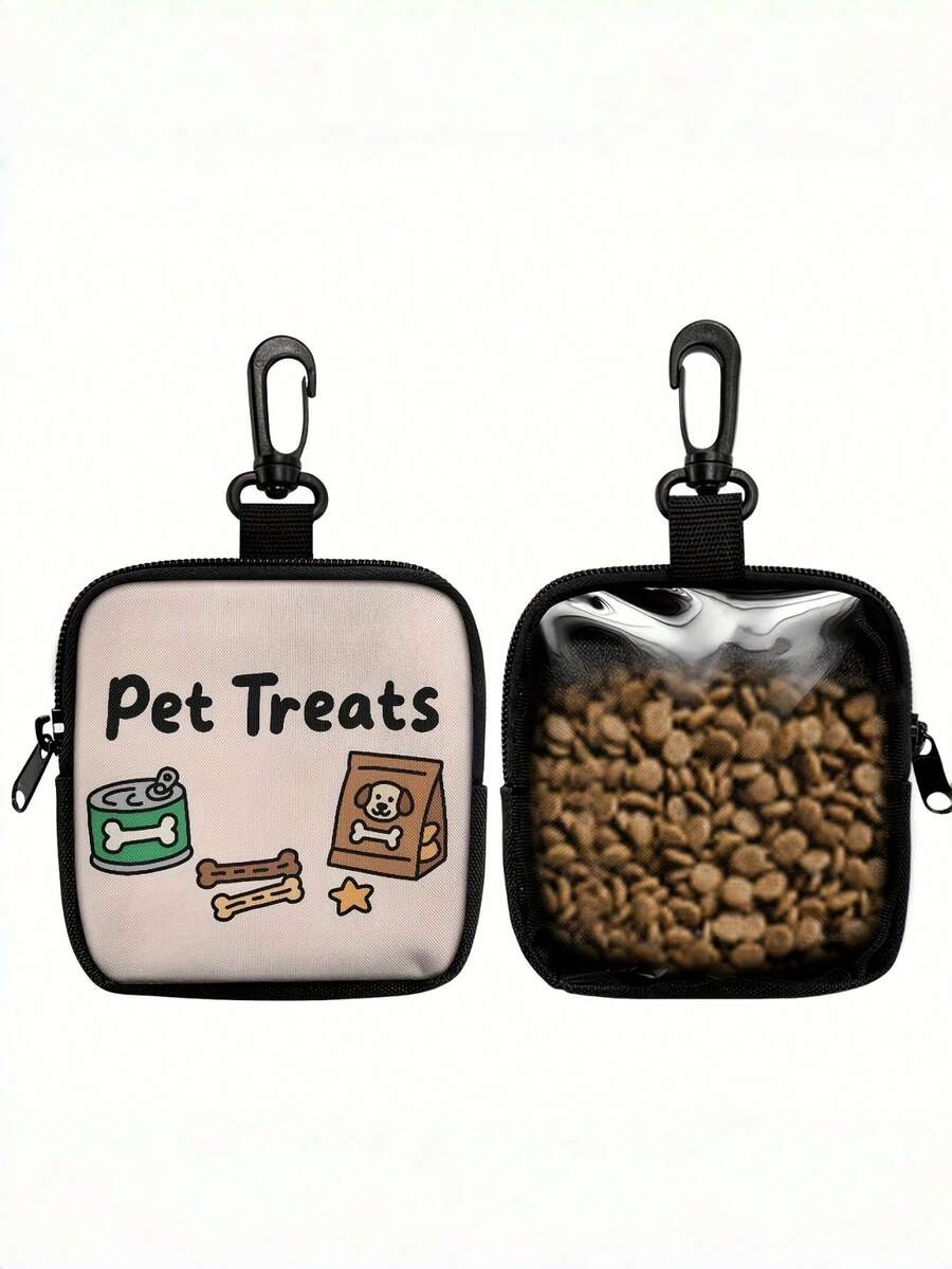 1pc Dog Print Semi-Transparent Dog Treat Bag, Pet Training Set With Hook And Zipper - Pet Poop Bag, Small Dog Pet Training Walking Bag - Multicolor - View 1