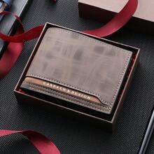 New Men's Casual Lightweight Short Wallet Patchwork Color Block Design Bifold Multi-Function Wallet Coin Purse Gift For Boyfriend Father Son For Men Money Wallet Mini Wallet Purse Wallet Men Wallet Leather Small Wallet - Multicolor - View 2