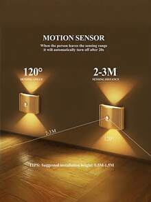 1、2、4 灯家用照明感应壁灯,LED 三色可调光,磁吸式免接线安装,木纹、金色、铬色等多种颜色可选,适用于走廊、过道、楼梯、入口等场所的自动照明,带感应器 - 彩色 - 查看 5