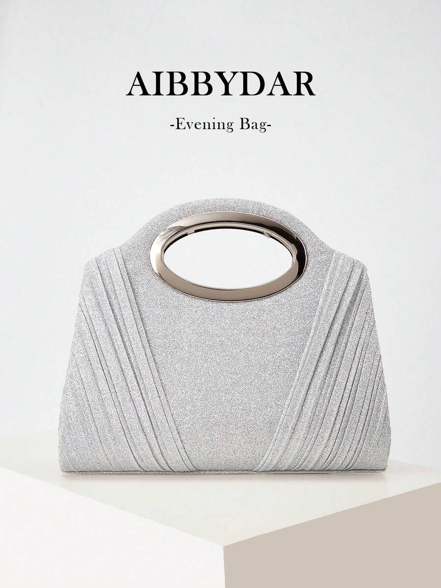 AIBBYDAR Women's Evening Bag, Silver Glitter Pleated Handbag, Suitable For Evening Dress, Holiday, Business Commute, Versatile Ladies Crossbody Bag, Portable Cosmetic Bag, Wallet, Casual, Minimalist, Ball, Party, Festival Gathering - 銀色 - 查看 1
